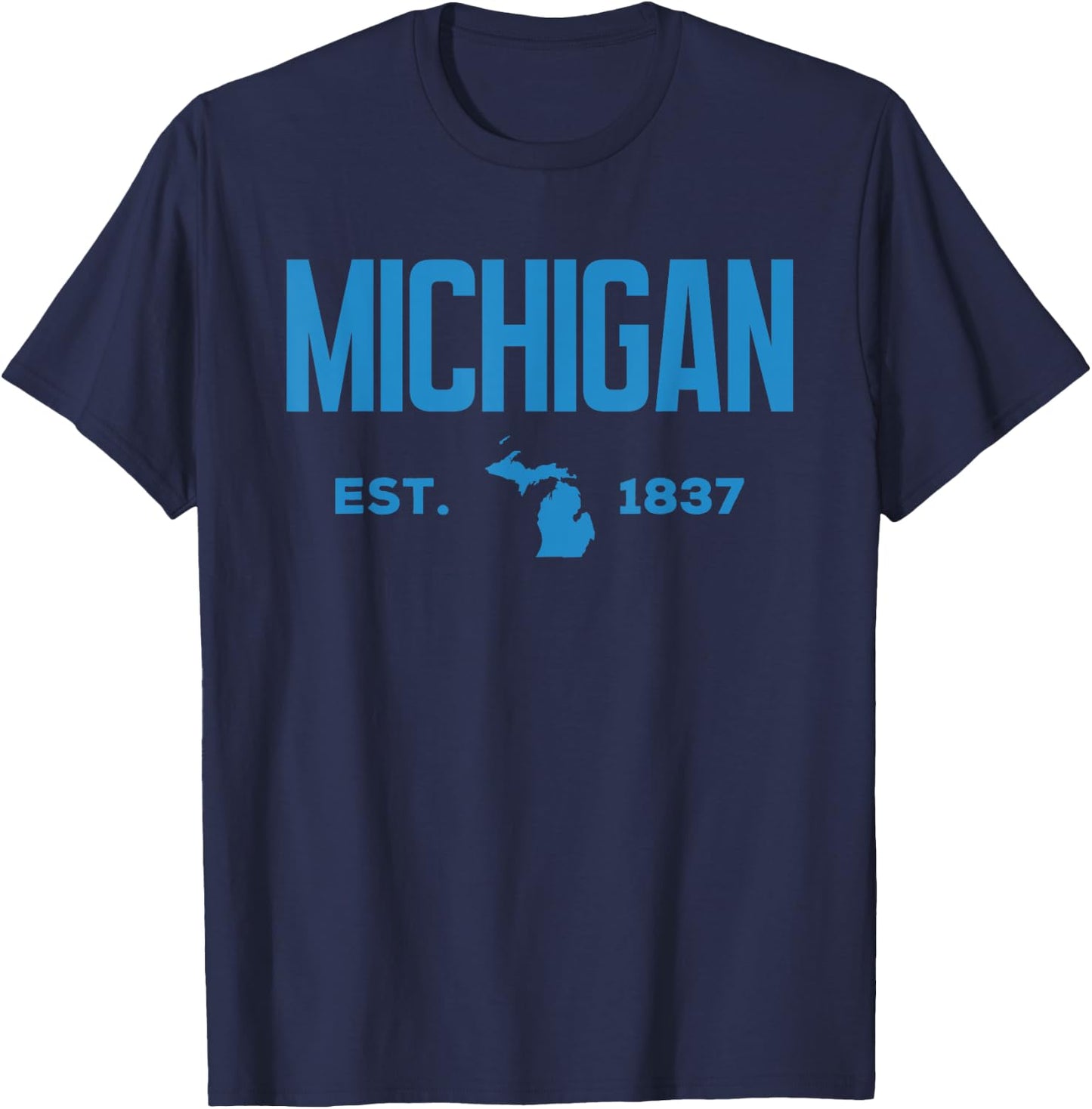 Michigan Retro Est Date Love Michigan Best State T-Shirt - T-Shirt | Navy