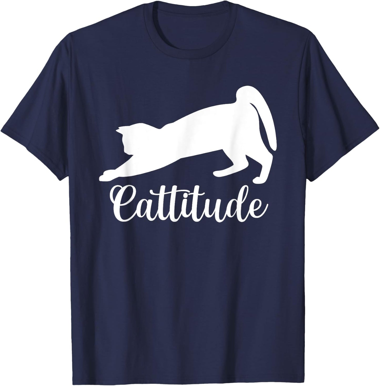 Cattitude Funny Cat Lover Kitten Pet Owner Women Kids T-Shirt - T-Shirt | Navy