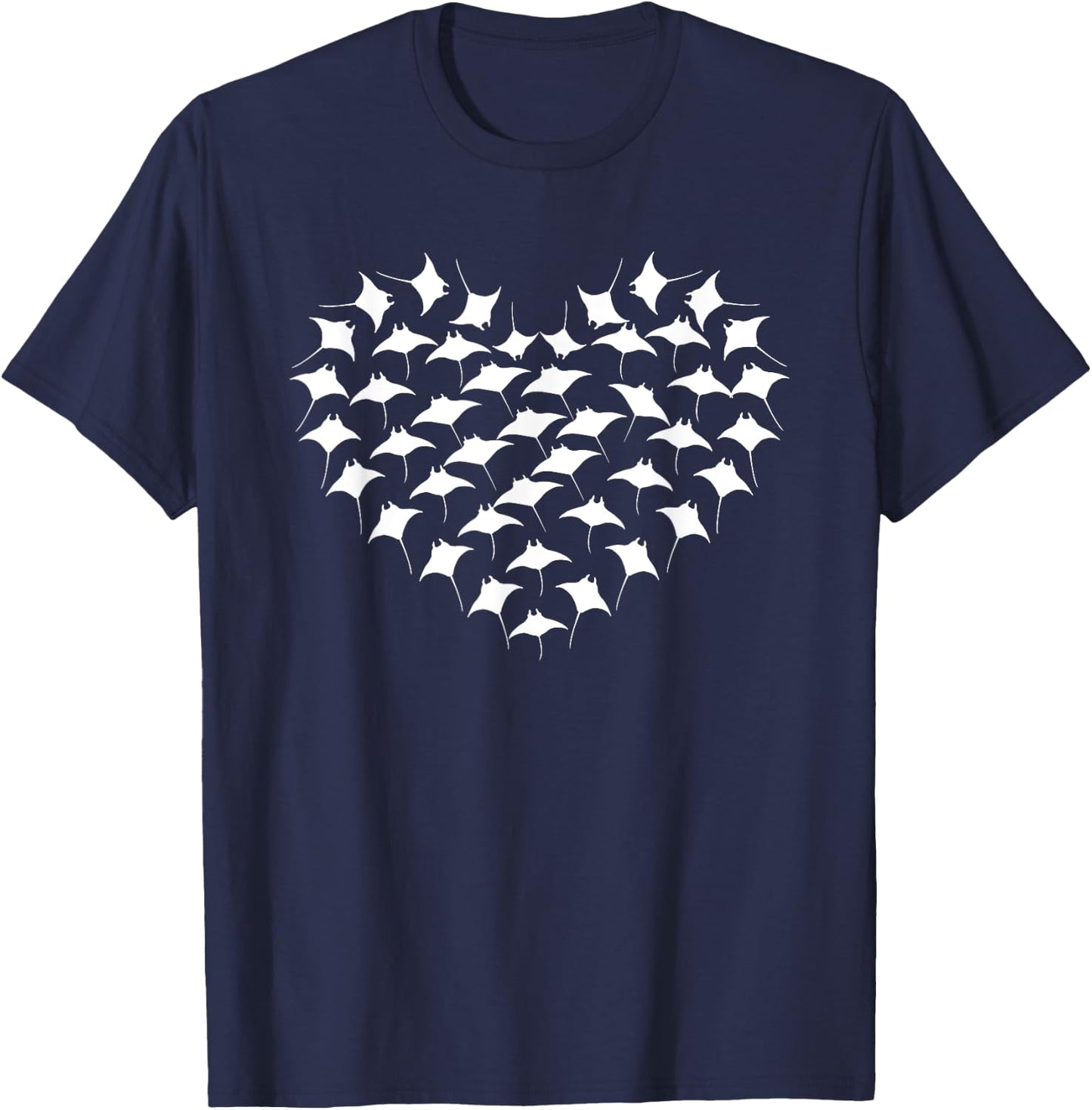 Great Stingrays Heart Design Ocean Diving Manta Ray T-Shirt - T-Shirt | Navy