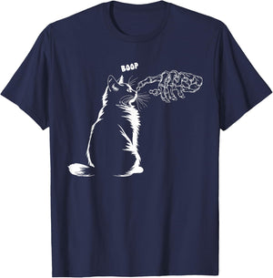 Black Cat Skeleton Hand Boop Halloween Pet Women Girls Kids T-Shirt - T-Shirt | Navy