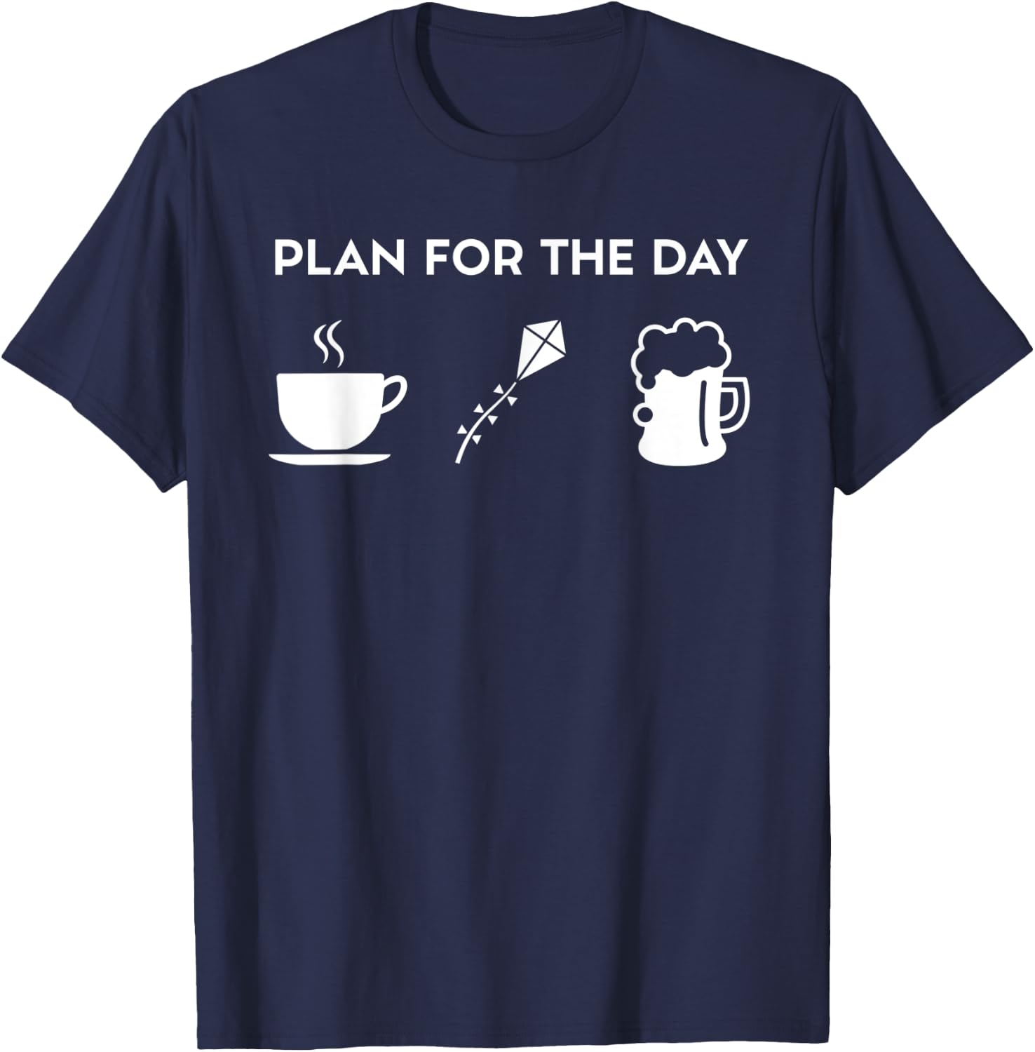 Funny Coffee Kite Flying Beer T-Shirt - T-Shirt | Navy