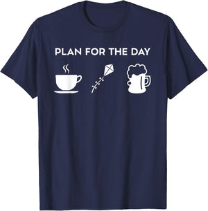 Funny Coffee Kite Flying Beer T-Shirt - T-Shirt | Navy