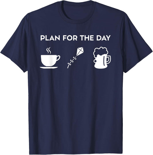Funny Coffee Kite Flying Beer T-Shirt - T-Shirt | Navy