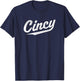 Retro Cincy Cincinnati Ohio vintage cursive script throwback T-Shirt - T-Shirt | Navy