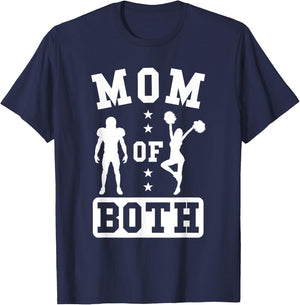 Mom Of Both Football And Cheer T-Shirt - T-Shirt | Navy