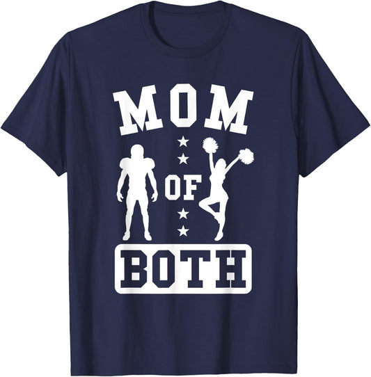 Mom Of Both Football And Cheer T-Shirt - T-Shirt | Navy