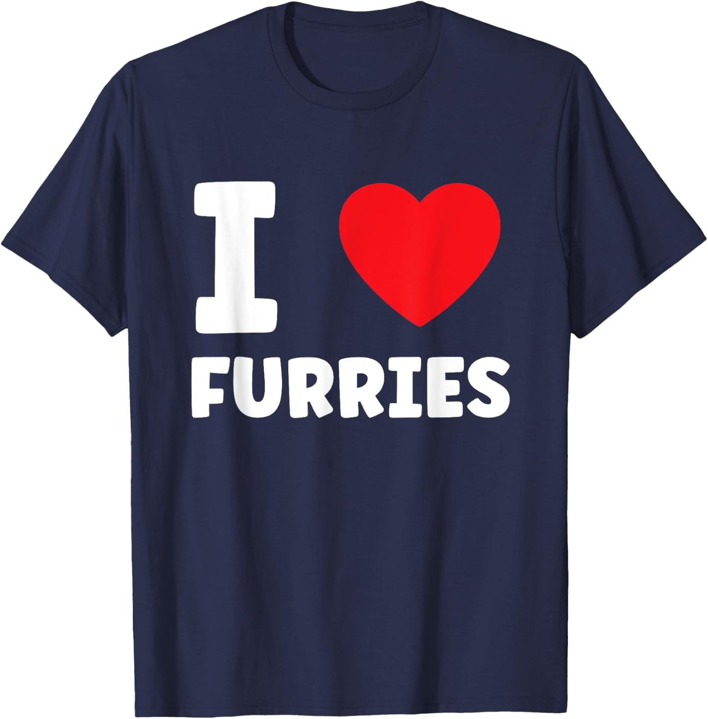 Cute I Heart Furries Furry Fandom Love T-Shirt - T-Shirt | Navy