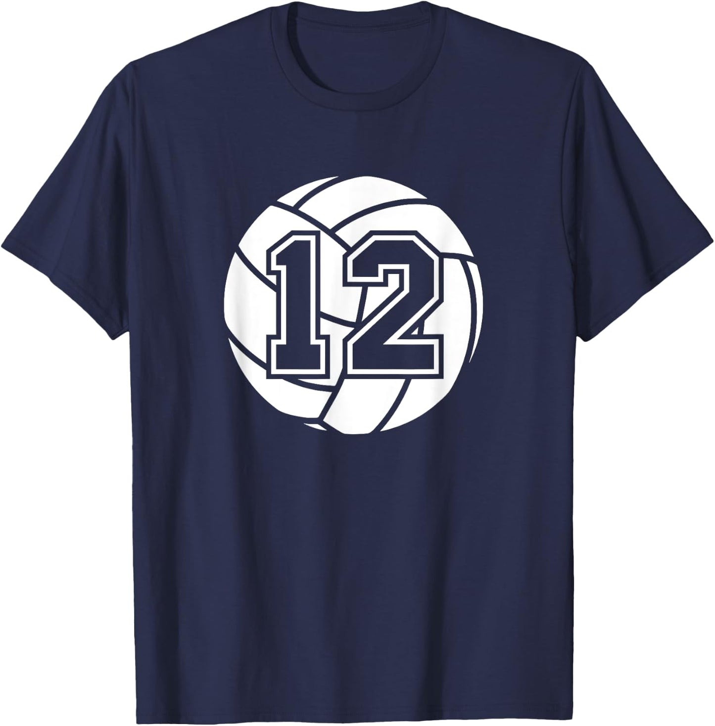Volleyball Player #12 Volleyball Mom Dad Jersey Number 12 T-Shirt - T-Shirt | Navy