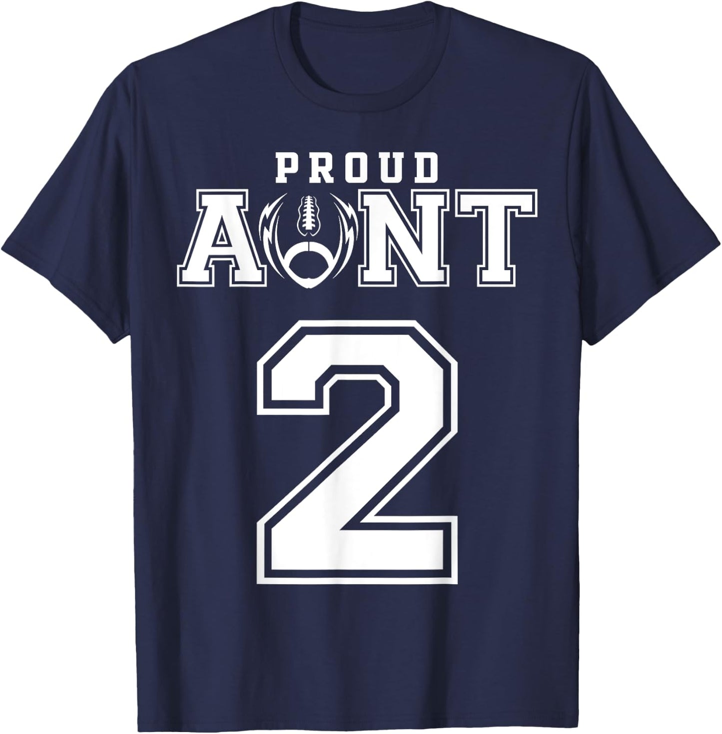 Custom Proud Football Aunt Number 2 Personalized T-Shirt - T-Shirt | Navy