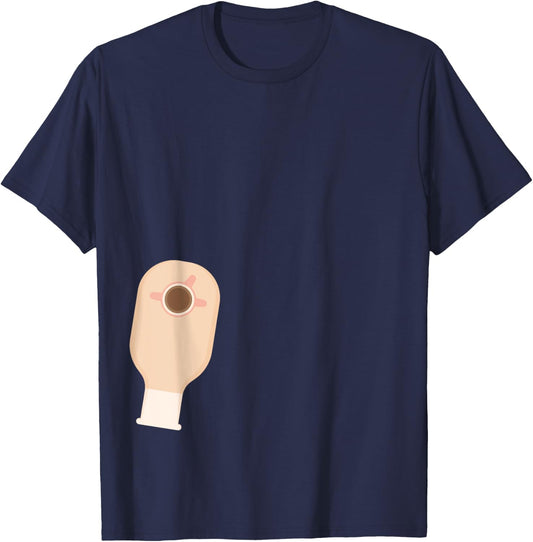 Funny Diverticulitis Bowel Cancer, IBD Ostomy Colostomy Bag T-Shirt - T-Shirt | Navy
