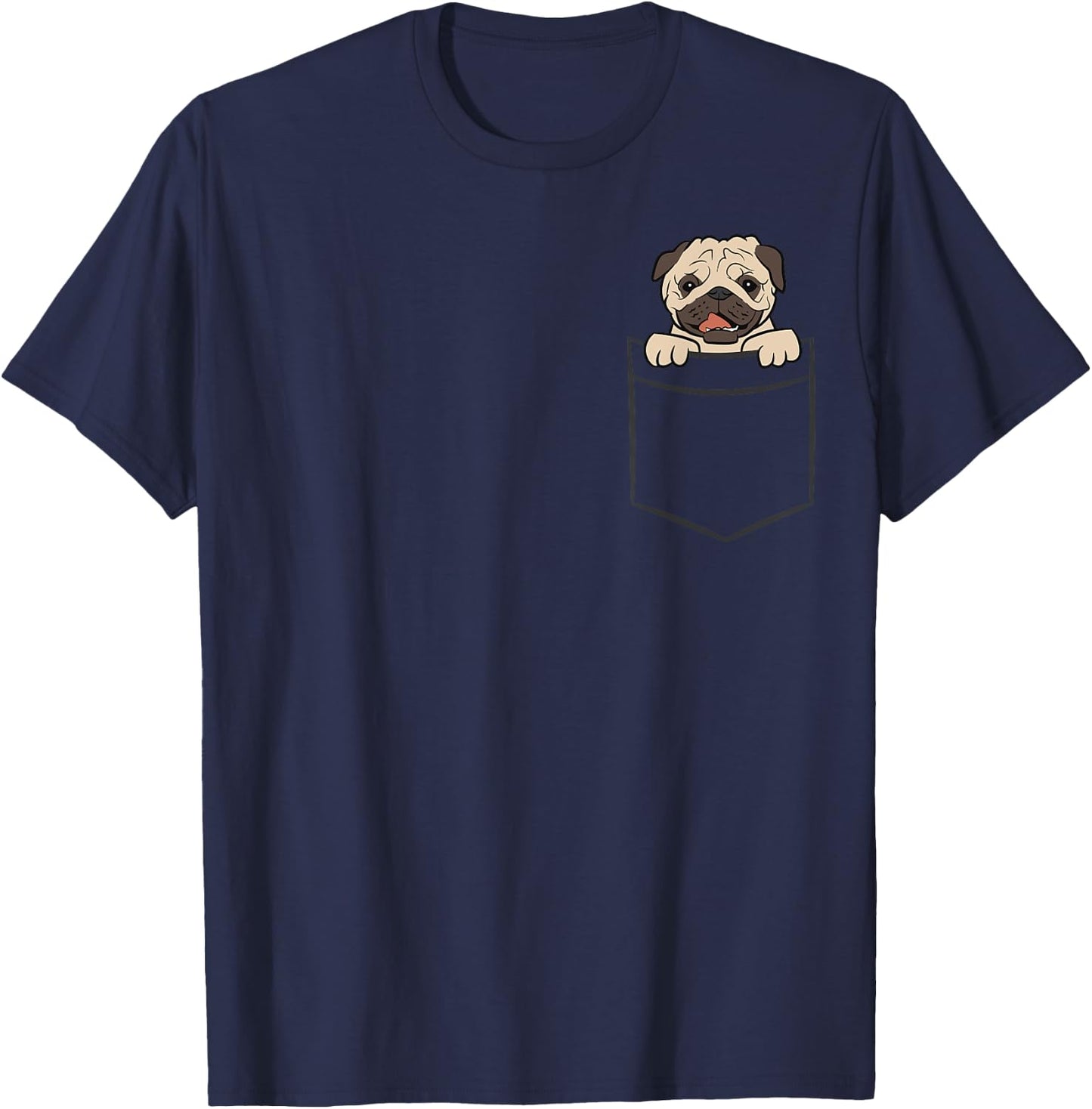 Pug Dog In Pocket Cute Pocket Pug Women Girls Kids T-Shirt - T-Shirt | Navy