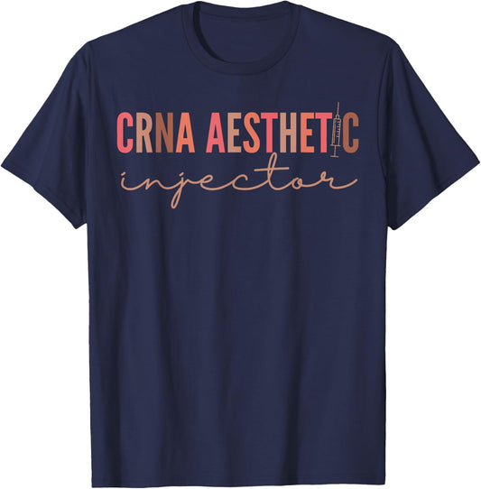 CRNA Aesthetic Nurse Injector Anesthetist Medspa T-Shirt - T-Shirt | Navy