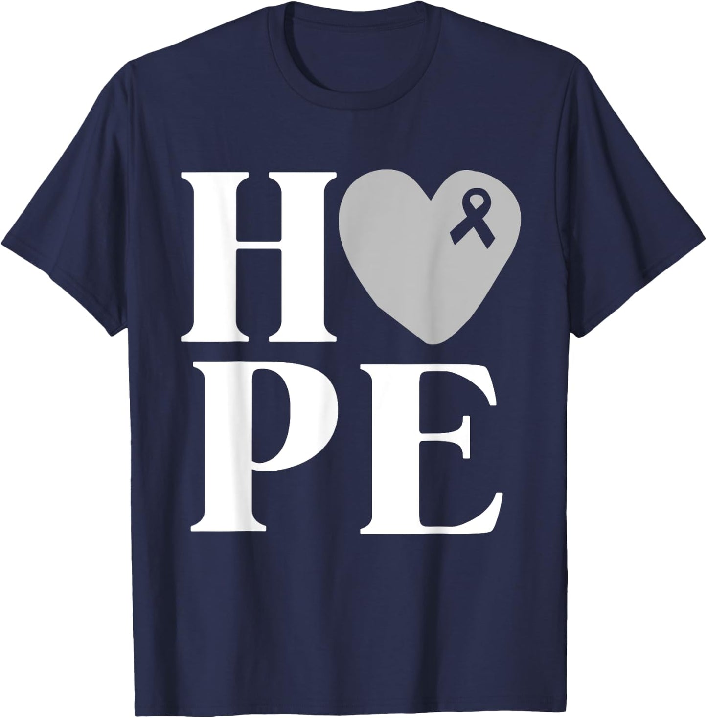 Brain Cancer Awareness Shirt Hope Grey Ribbon Awareness T-Shirt - T-Shirt | Navy