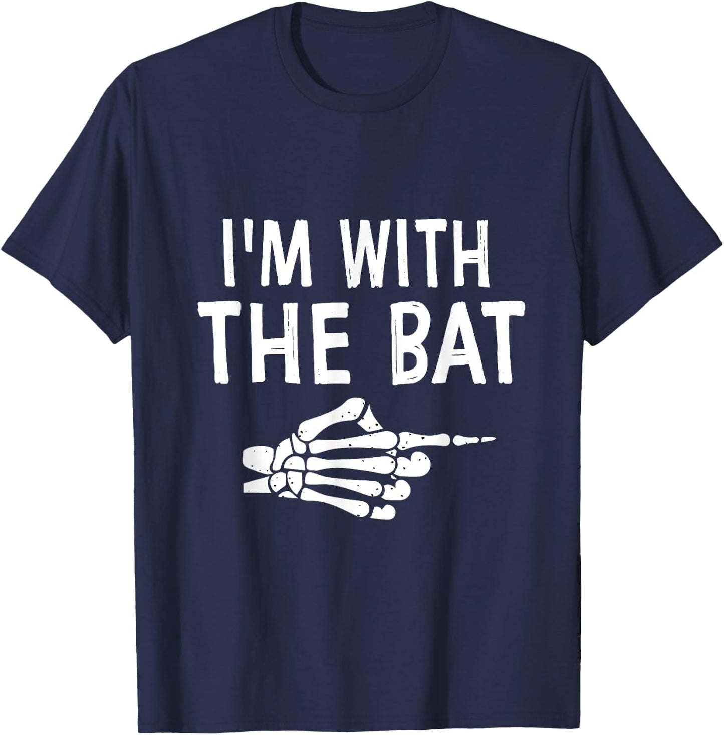 I'm With The Bat Funny Matching Couple Halloween Costume T-Shirt - T-Shirt | Navy