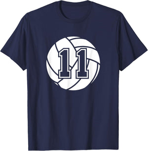 Volleyball Player #11 Volleyball Mom Dad Jersey Number 11 T-Shirt - T-Shirt | Navy