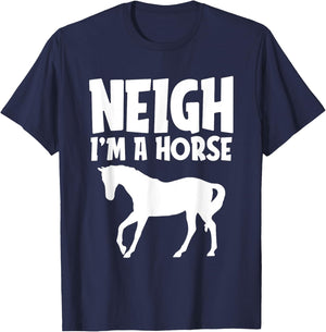 Neigh I'm A Horse Funny Lazy Halloween Costume Equestrian T-Shirt - T-Shirt | Navy