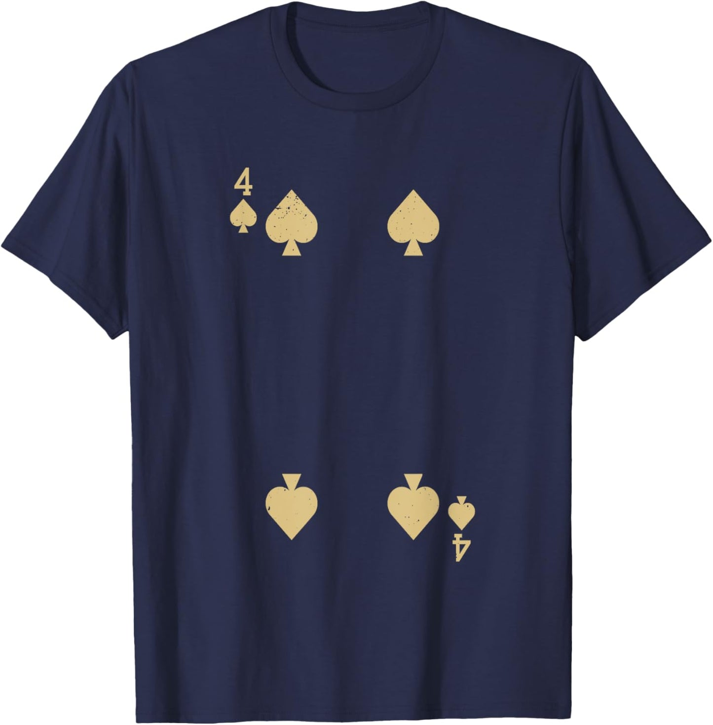 Four 4 of Spades Playing Card , Blackjack Cards Poker T-Shirt - T-Shirt | Navy