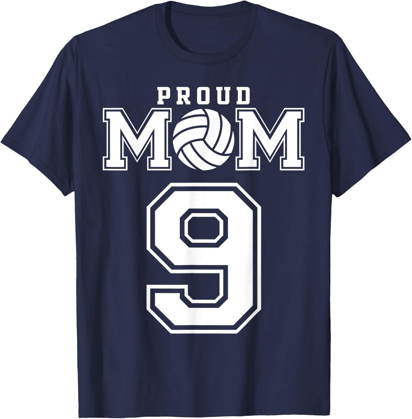 Custom Proud Volleyball Mom Number 9 Personalized Women T-Shirt - T-Shirt | Navy