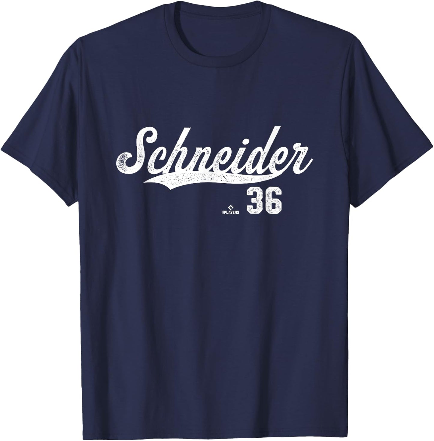 Distressed Swoosh Davis Schneider Toronto Baseball MLBPA T-Shirt - T-Shirt | Navy