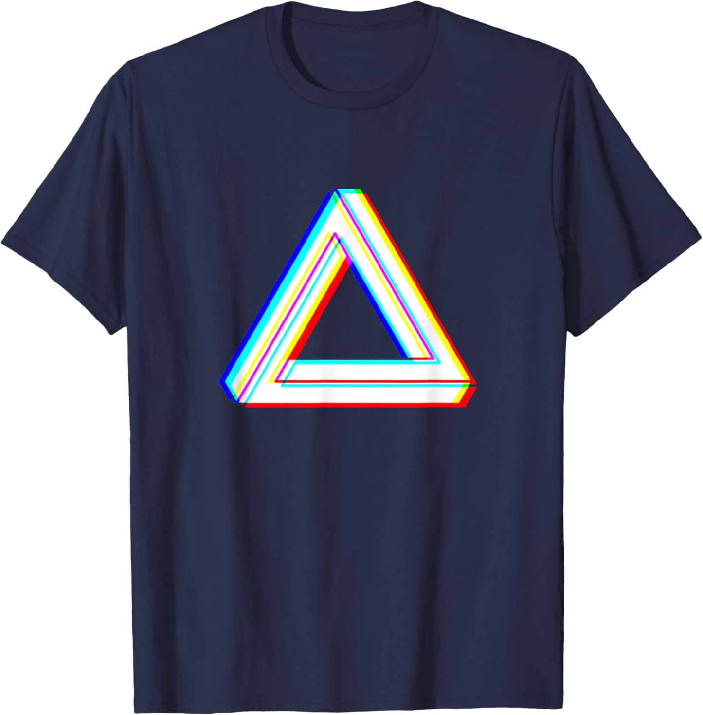 Optical Illusion Trippy Geometric Shapes Abstract Art EDM T-Shirt - T-Shirt | Navy