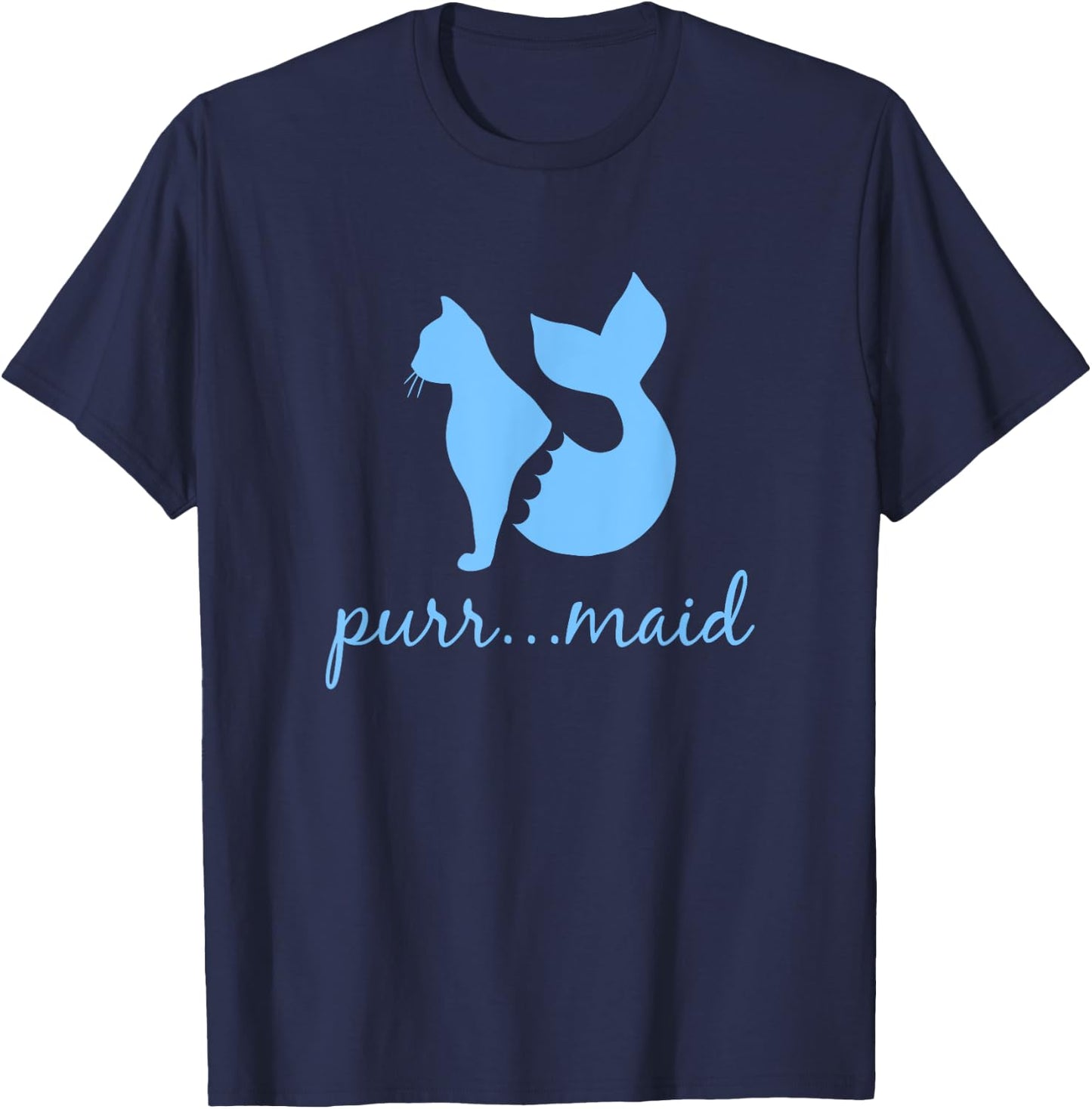 Purrmaid - Funny Cat Lady Mermaid Feline Lover T-Shirt - T-Shirt | Navy