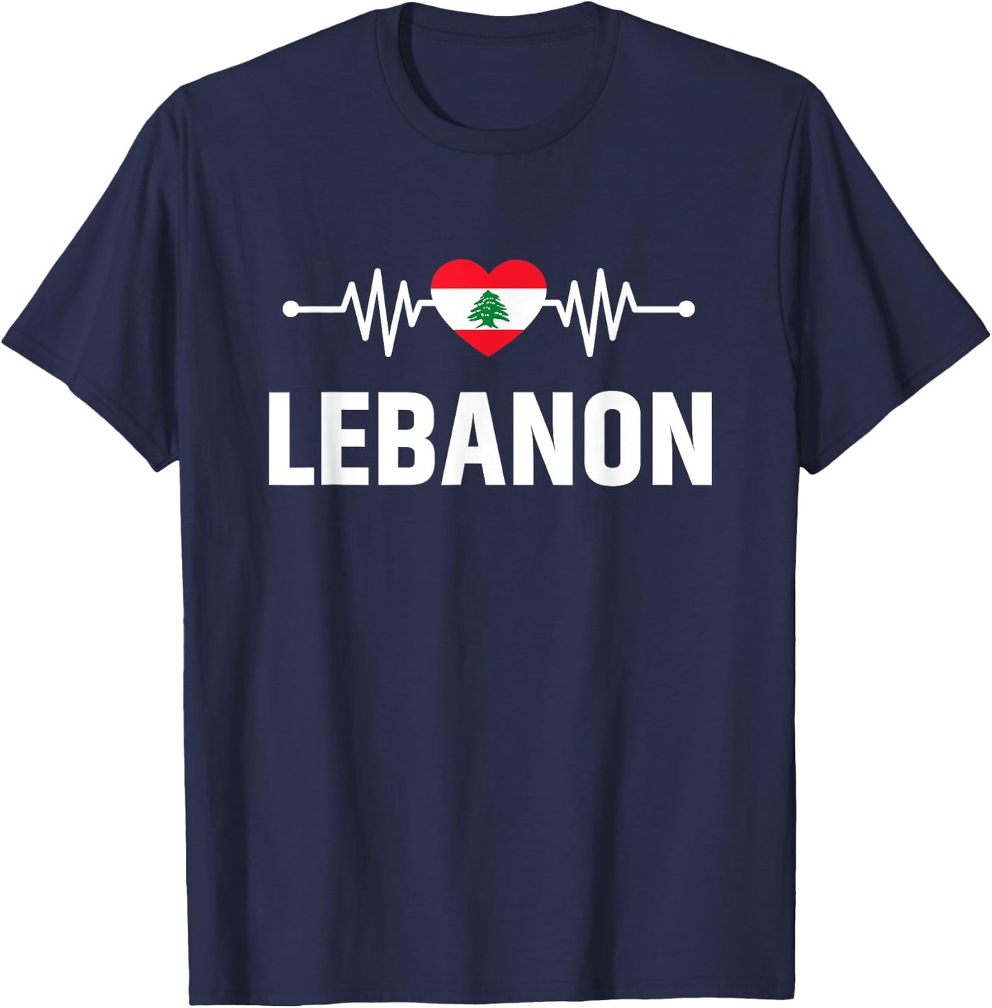 Lebanon Flag Holiday Lebanon Heart Lebanese Flag T-Shirt - T-Shirt | Navy
