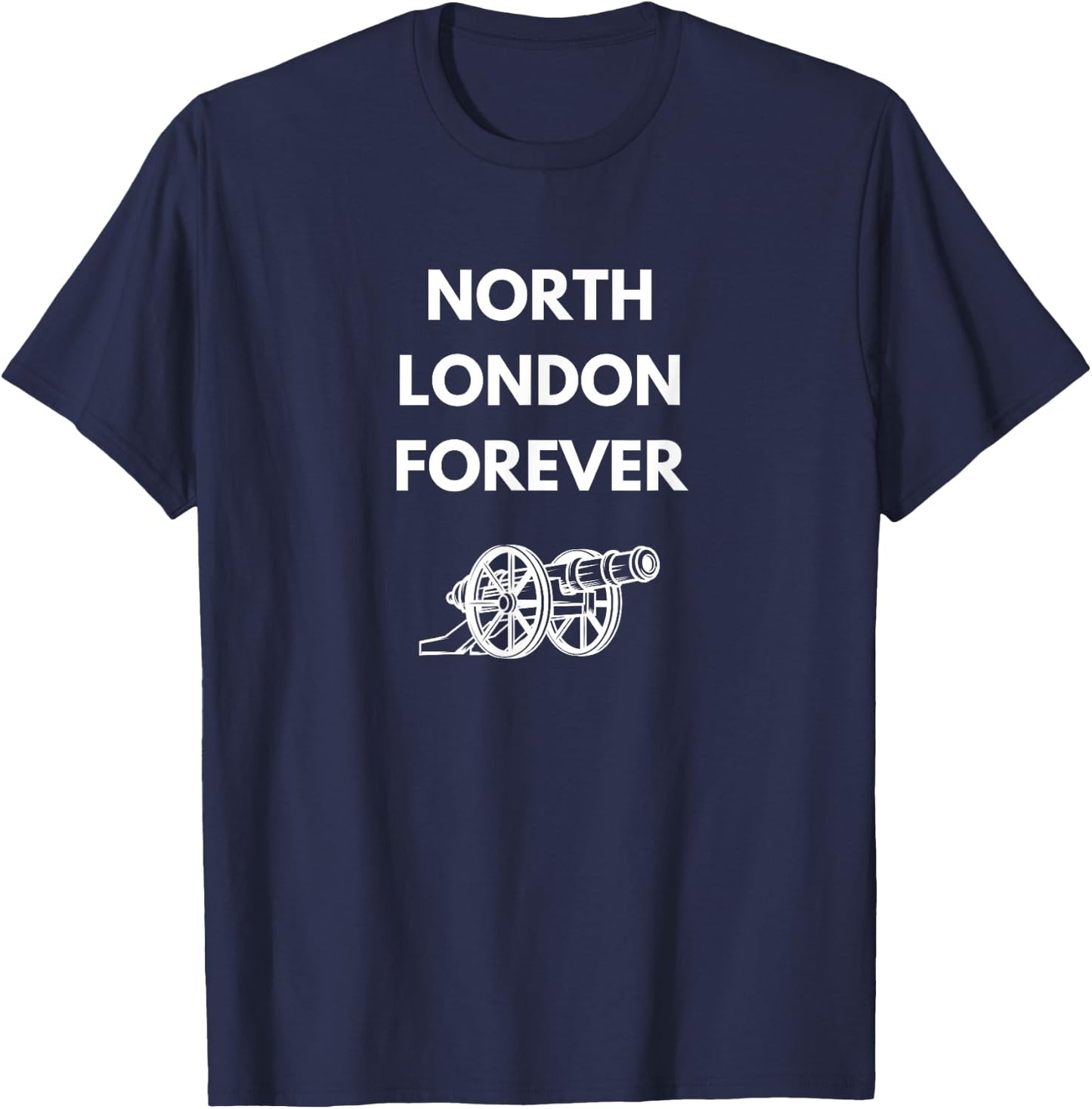 North London Forever - Iconic Cannon Design , Small, Red T-Shirt - T-Shirt | Navy
