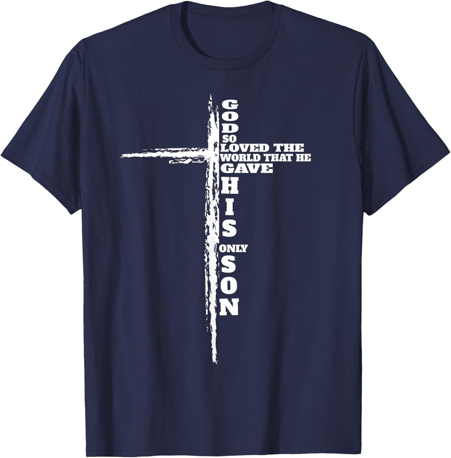 John 3:16 Christian Cross Bible Bible verse T-Shirt - T-Shirt | Navy