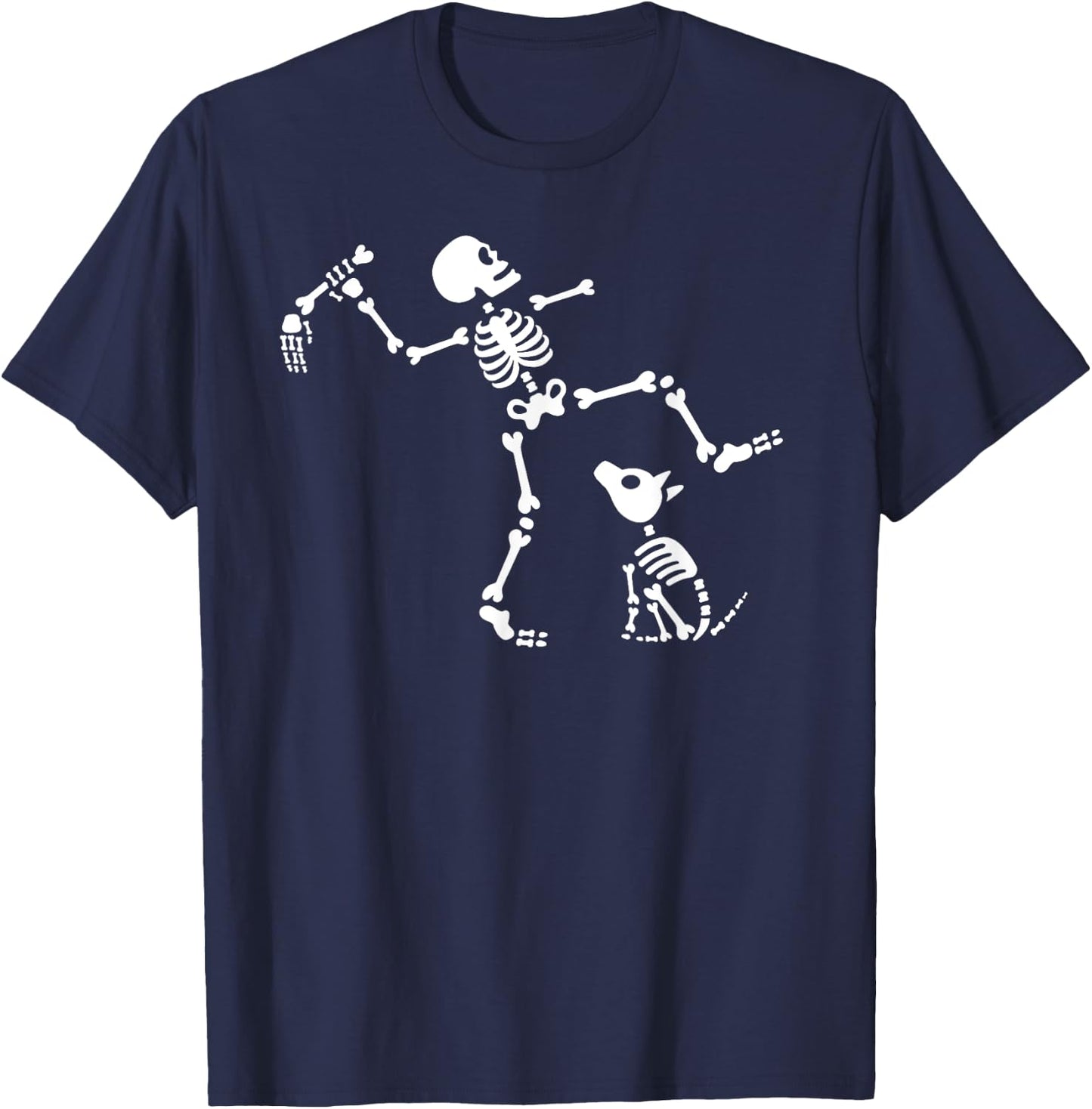 Funny Walking Dog Skeleton Bone Pick Dog Lovers Women Kids T-Shirt - T-Shirt | Navy