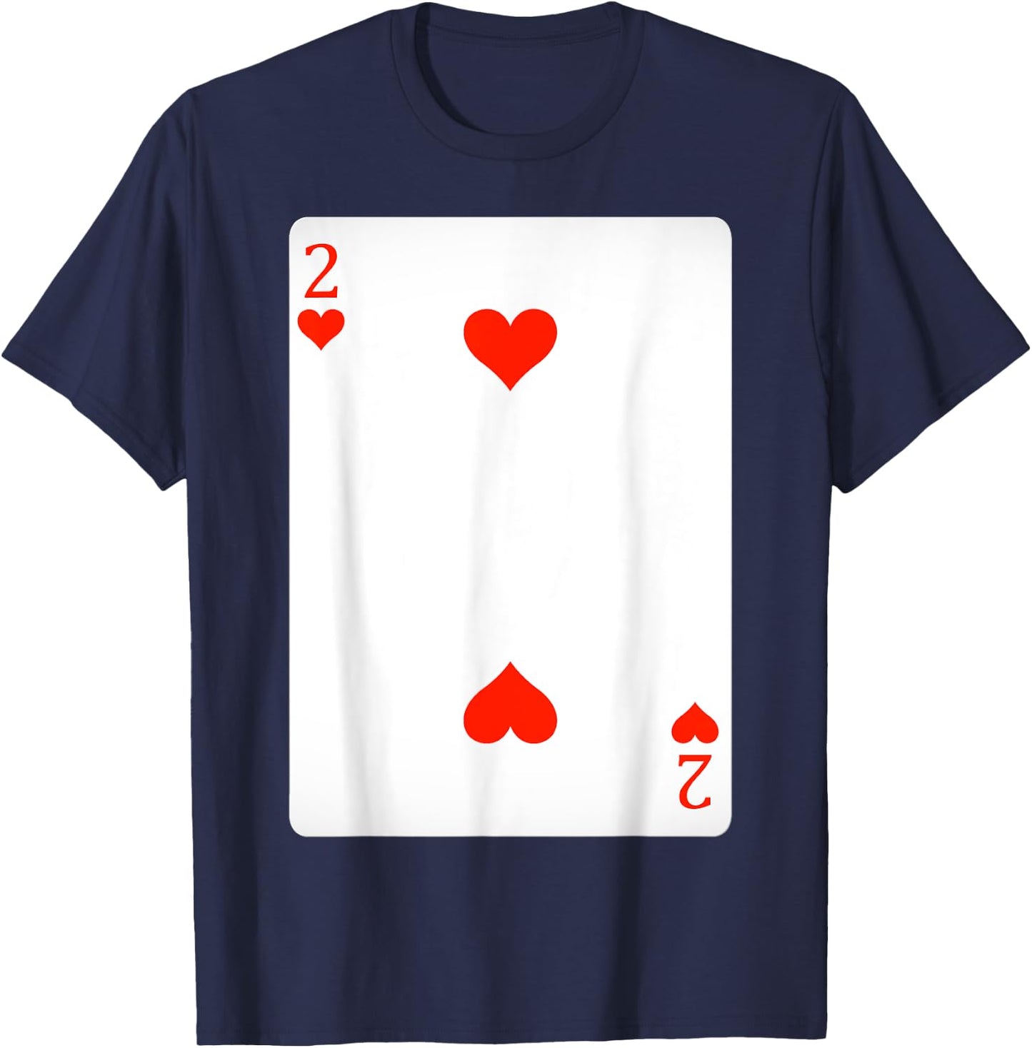 2 Two Of Hearts Playing Cards Shirt Easy Halloween Costume T-Shirt - T-Shirt | Navy