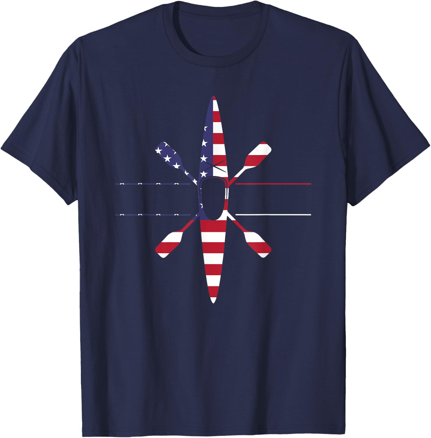 USA American Flag Kayak graphic design Shirt T-Shirt - T-Shirt | Navy
