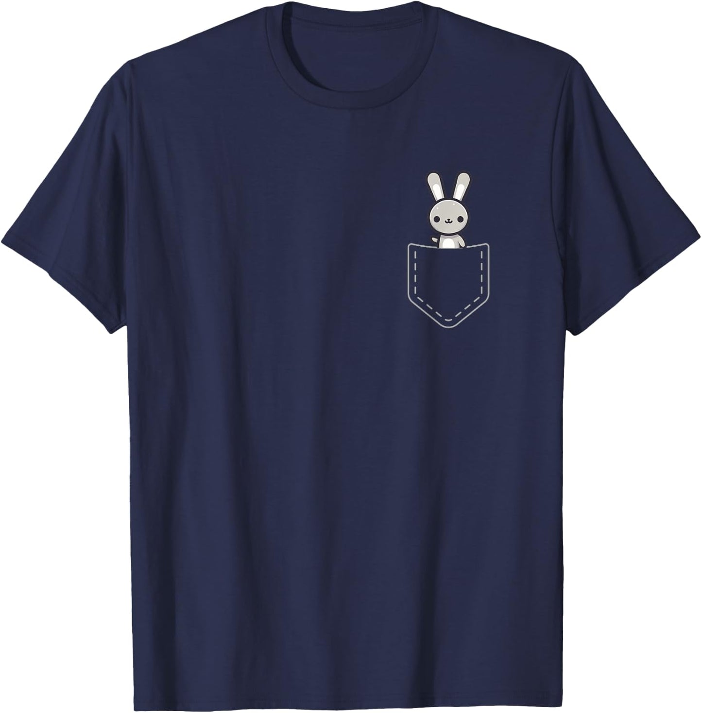 Kawaii Anime Pocket Rabbit Kids T-Shirt - T-Shirt | Navy