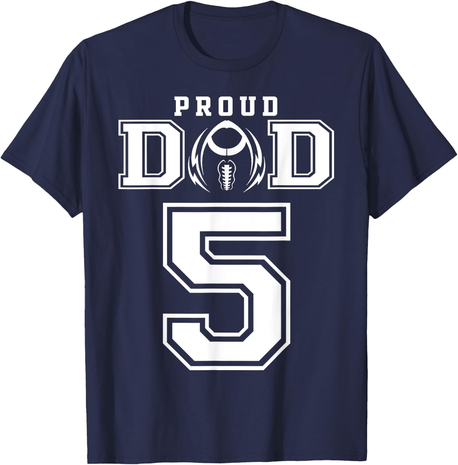 Custom Proud Football Dad Number 5 Personalized T-Shirt - T-Shirt | Navy