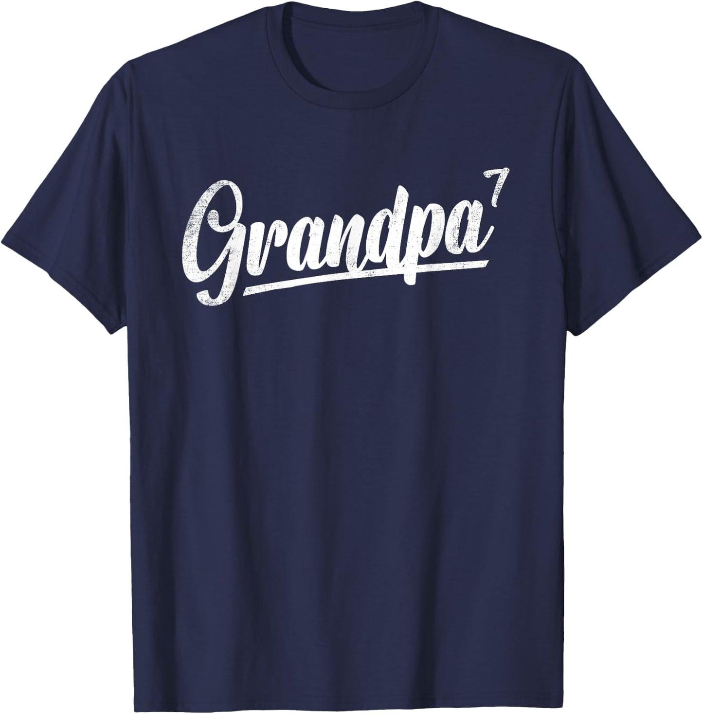 Grandpa Of 7 Seven, 7 Grandkids 5th Time Grandfather T-Shirt - T-Shirt | Navy
