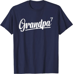 Grandpa Of 7 Seven, 7 Grandkids 5th Time Grandfather T-Shirt - T-Shirt | Navy