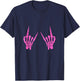 Skeleton Hand Horns Rock On Heavy Metal Women Back The Pink T-Shirt - T-Shirt | Navy
