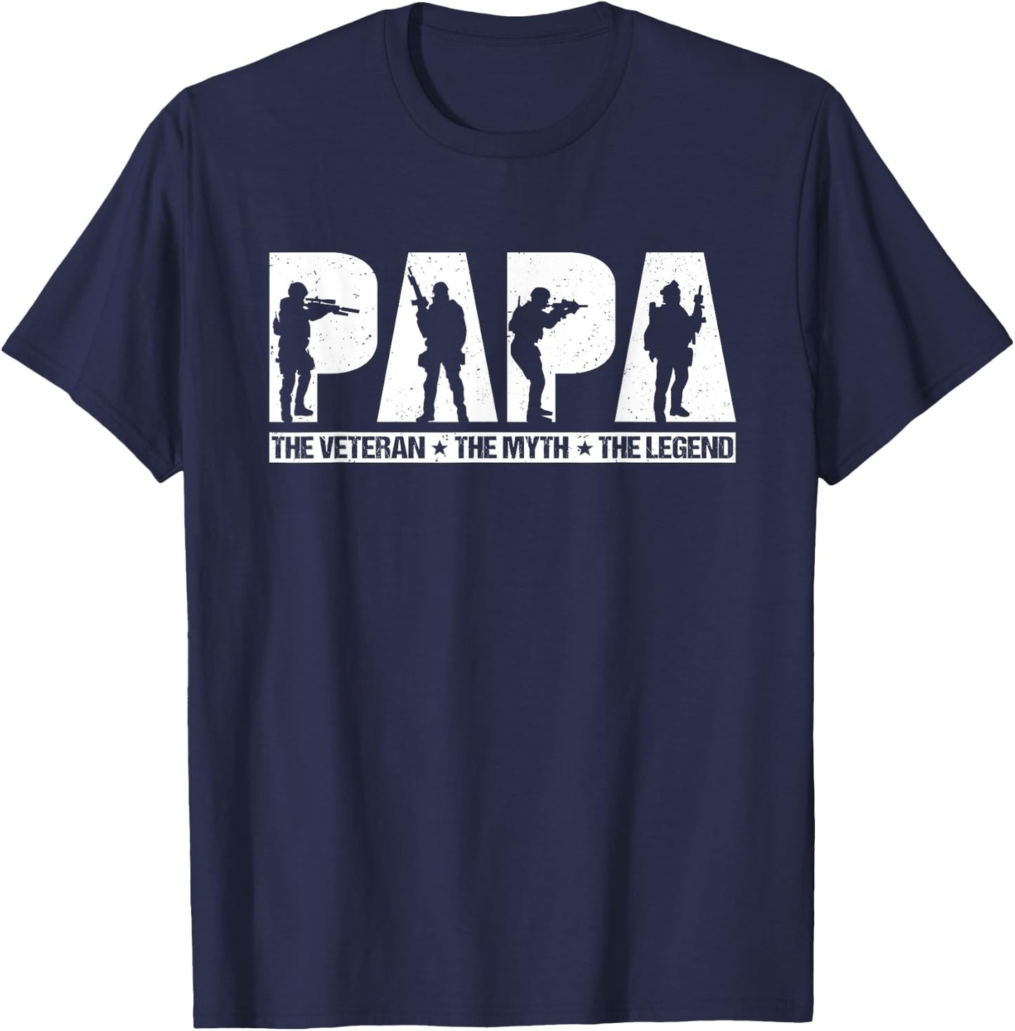 Papa Veteran The Myth The Legend Fathers Day Grandpa T-Shirt - T-Shirt | Navy