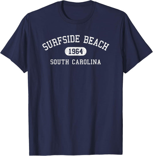 Surfside Beach South Carolina Est 1964 Arched Text T-Shirt - T-Shirt | Navy