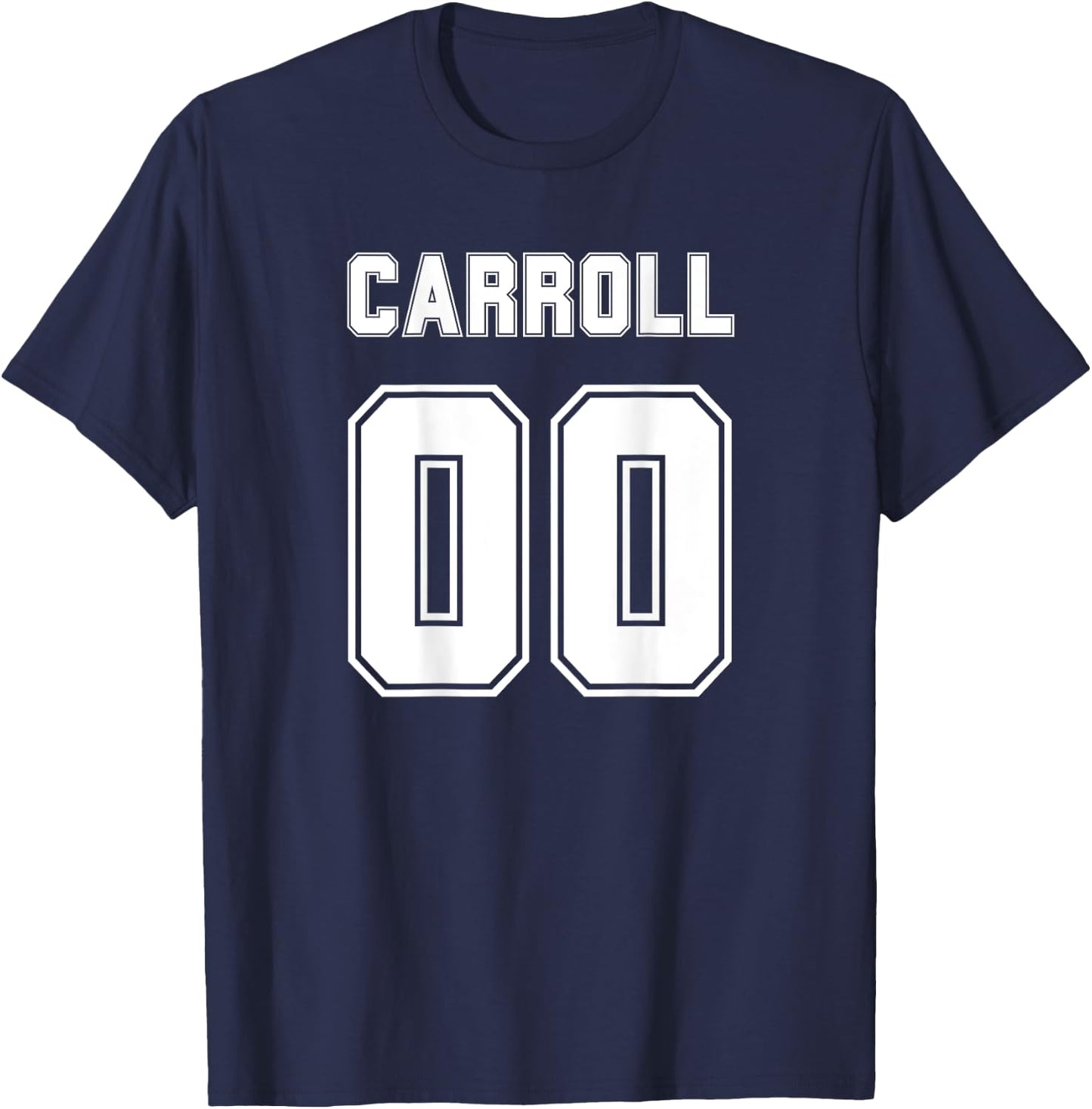 Carroll Name Back Sports Number Family Team T-Shirt - T-Shirt | Navy