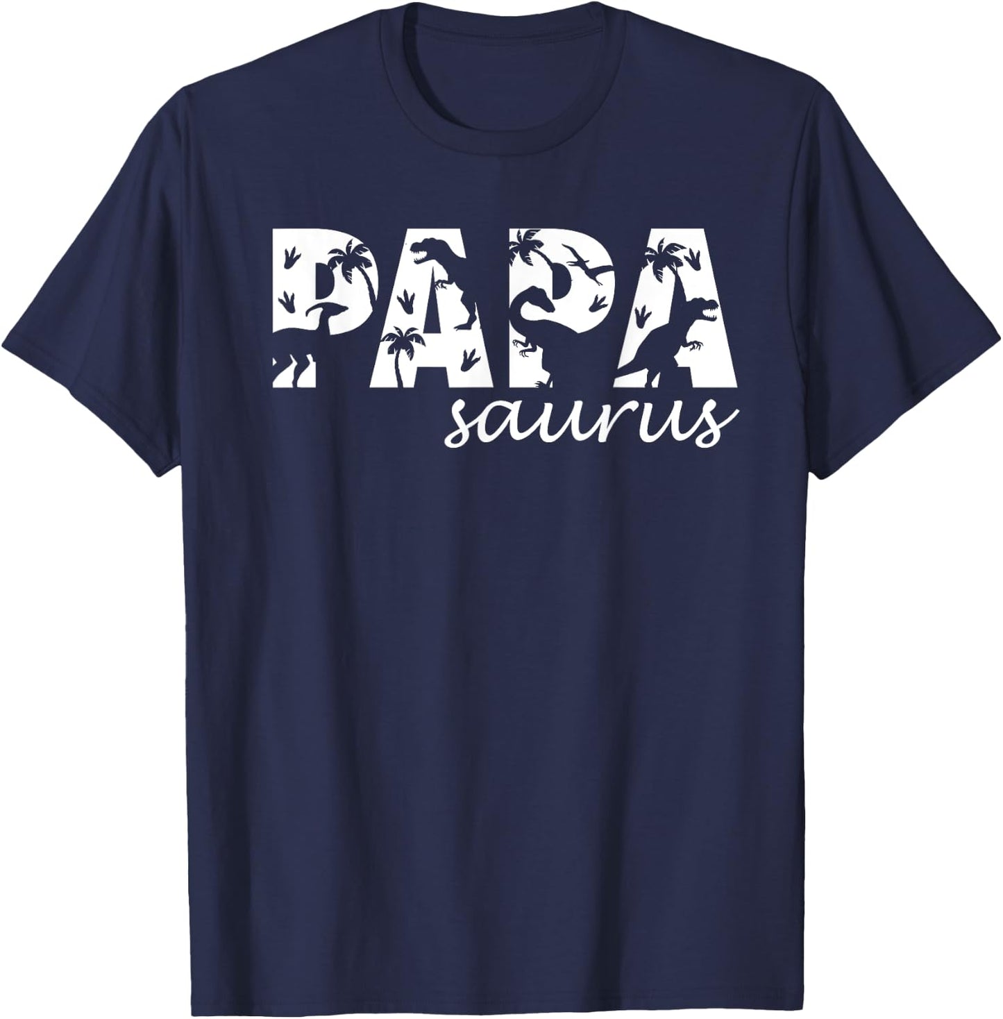 Papasaurus T Rex Dinosaur Papa Saurus Family Father's Day T-Shirt - T-Shirt | Navy
