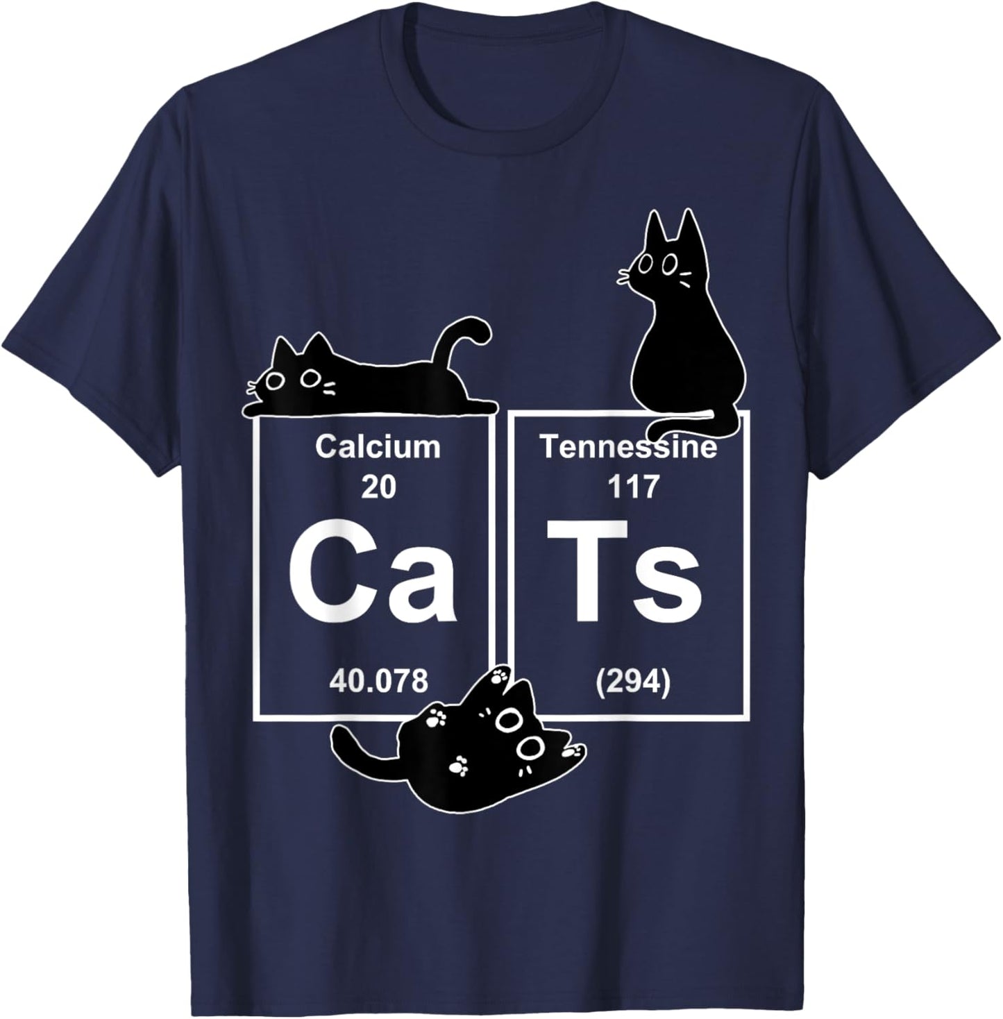Cat Chemistry Periodic Table Funny Gifts Cat Dad, Cat Mom T-Shirt - T-Shirt | Navy