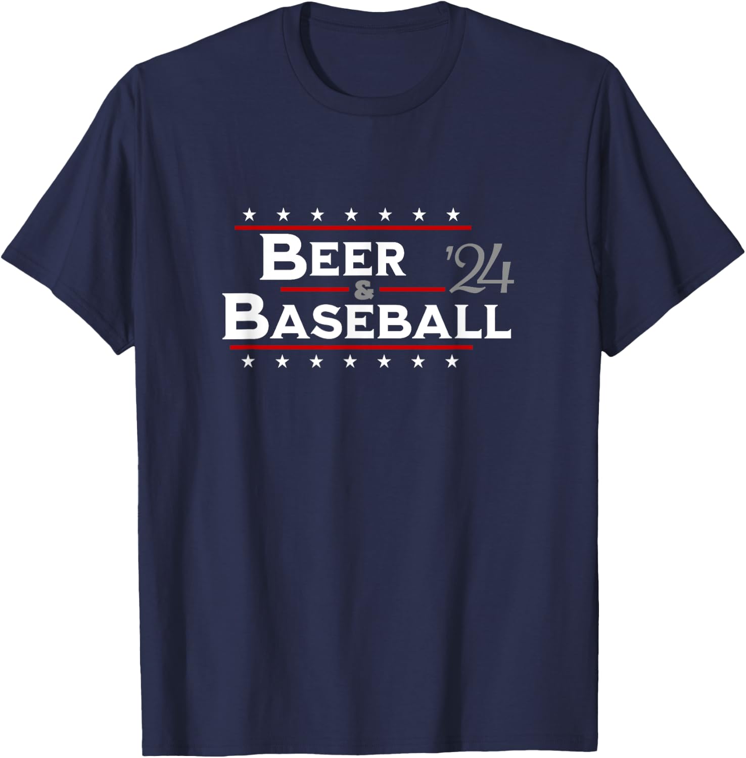 Beer and Baseball Men Women Funny Political 2024 Election T-Shirt - T-Shirt | Navy