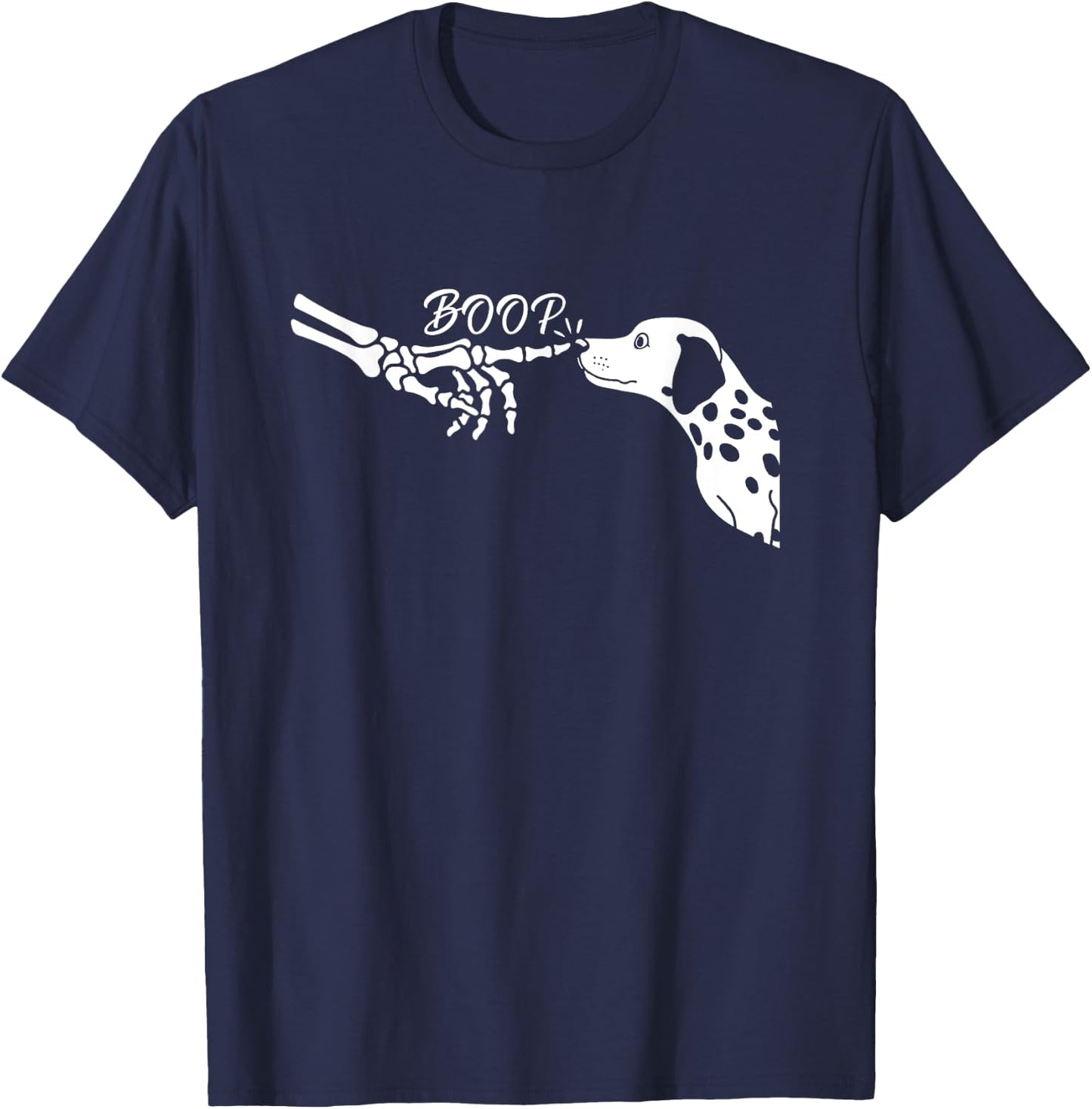 Dalmatian Skeleton Hand Boop Halloween Pet Women Girls Kids T-Shirt - T-Shirt | Navy