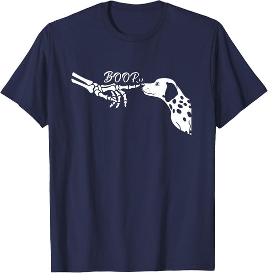 Dalmatian Skeleton Hand Boop Halloween Pet Women Girls Kids T-Shirt - T-Shirt | Navy