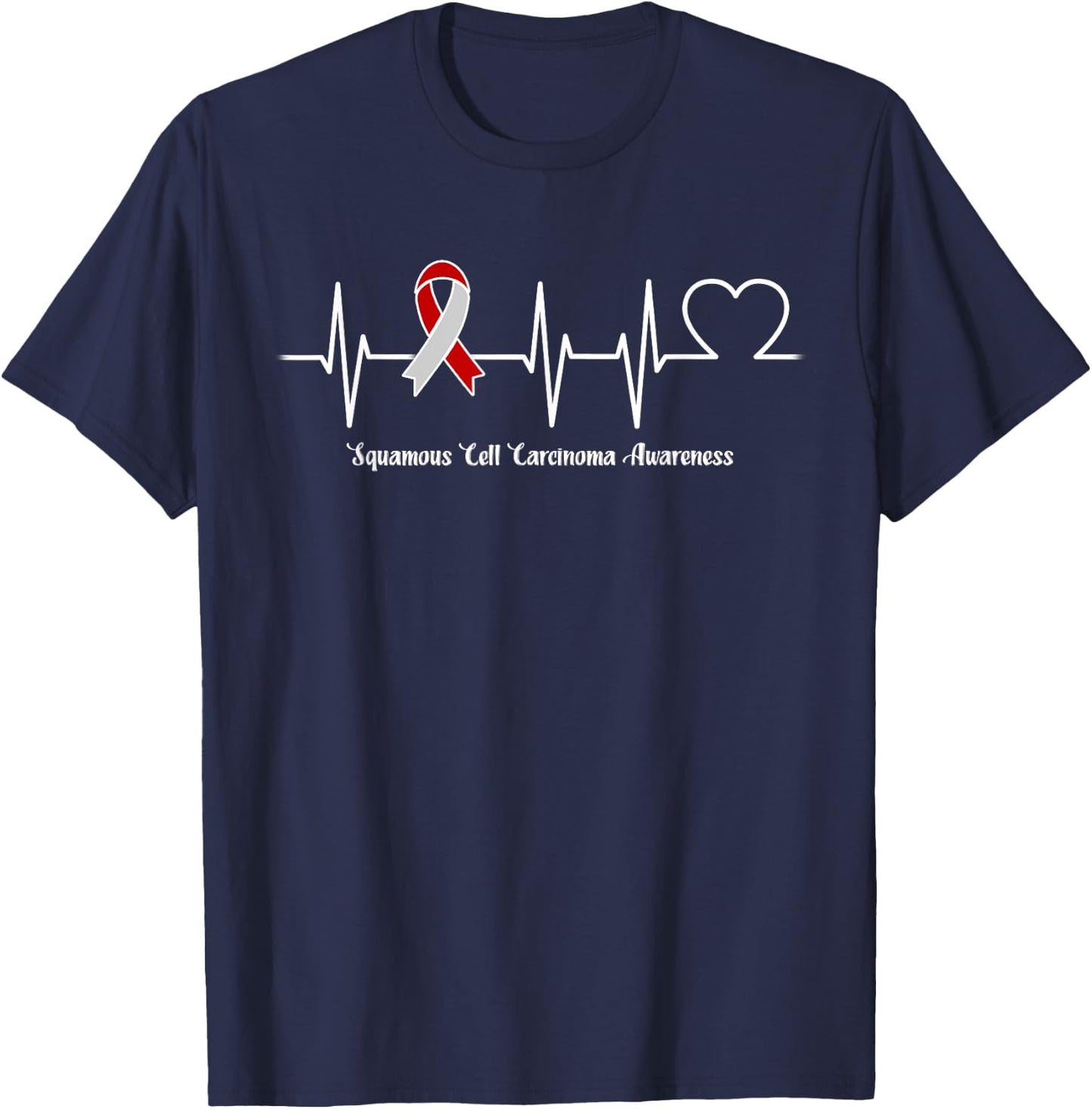Heartbeat Squamous Cell Carcinoma Warrior T-Shirt - T-Shirt | Navy