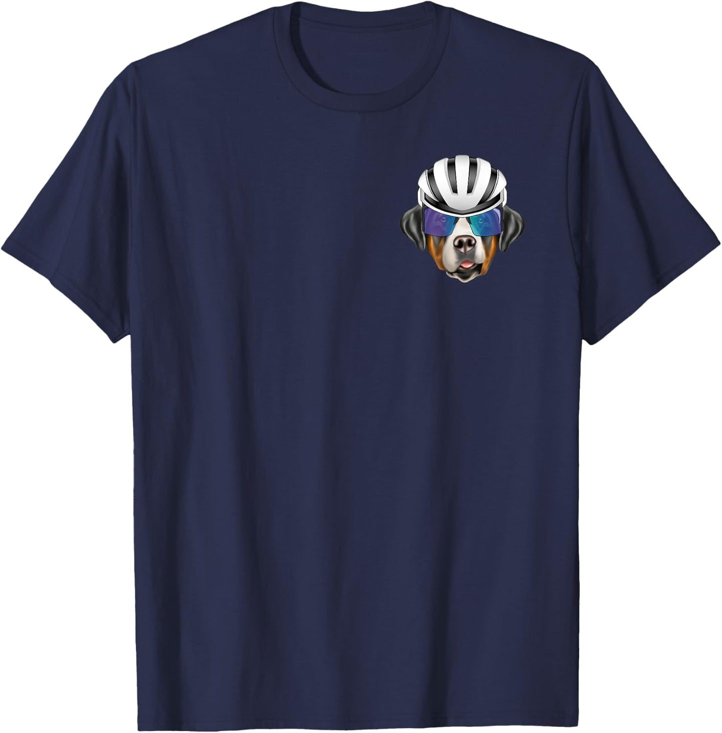 Cyclist Greater Swiss Mountain Dog Bicycle Racing Pocket T-Shirt - T-Shirt | Navy