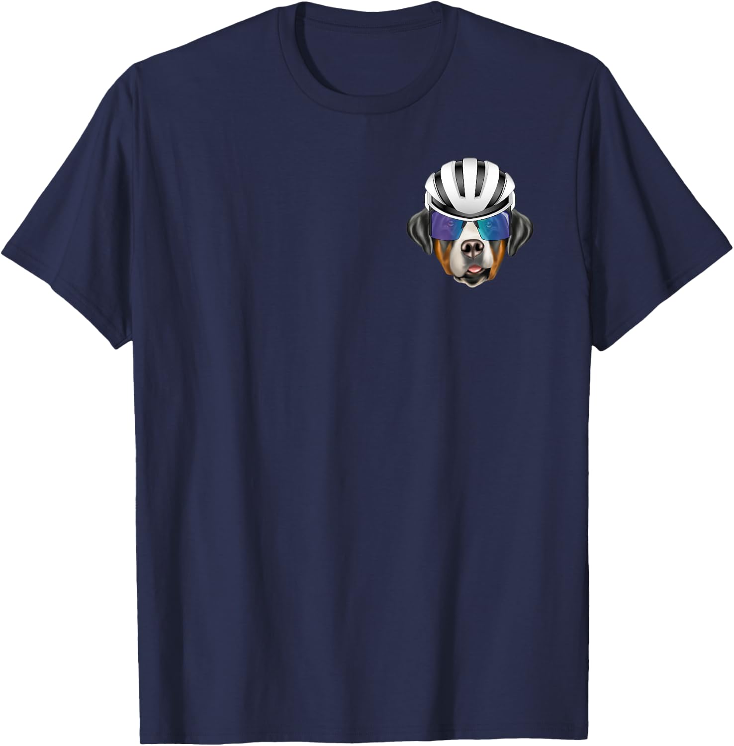Cyclist Greater Swiss Mountain Dog Bicycle Racing Pocket T-Shirt - T-Shirt | Navy