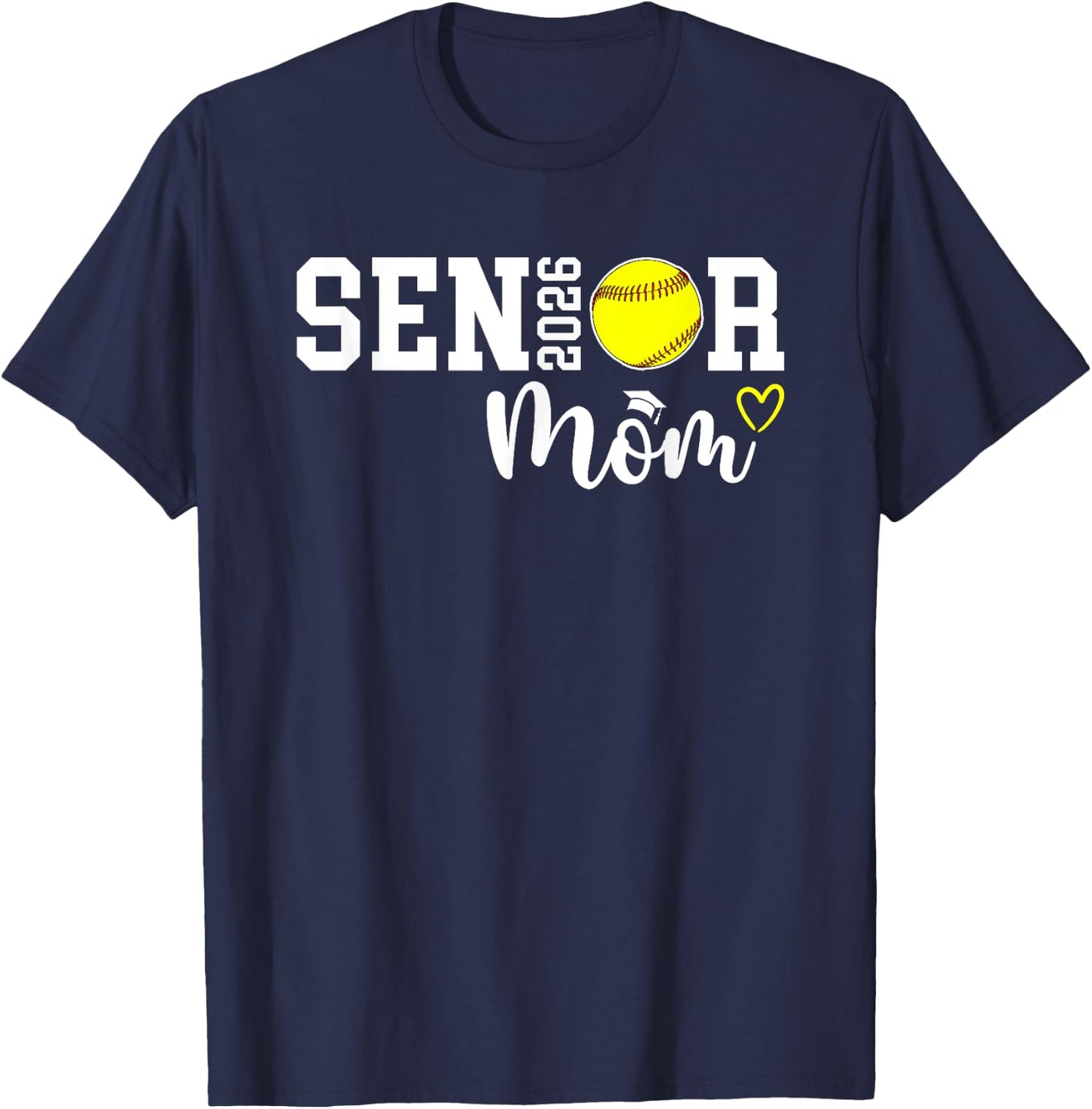 Proud Softball Senior Mom 2026 Softball Player Senior Mama T-Shirt - T-Shirt | Navy