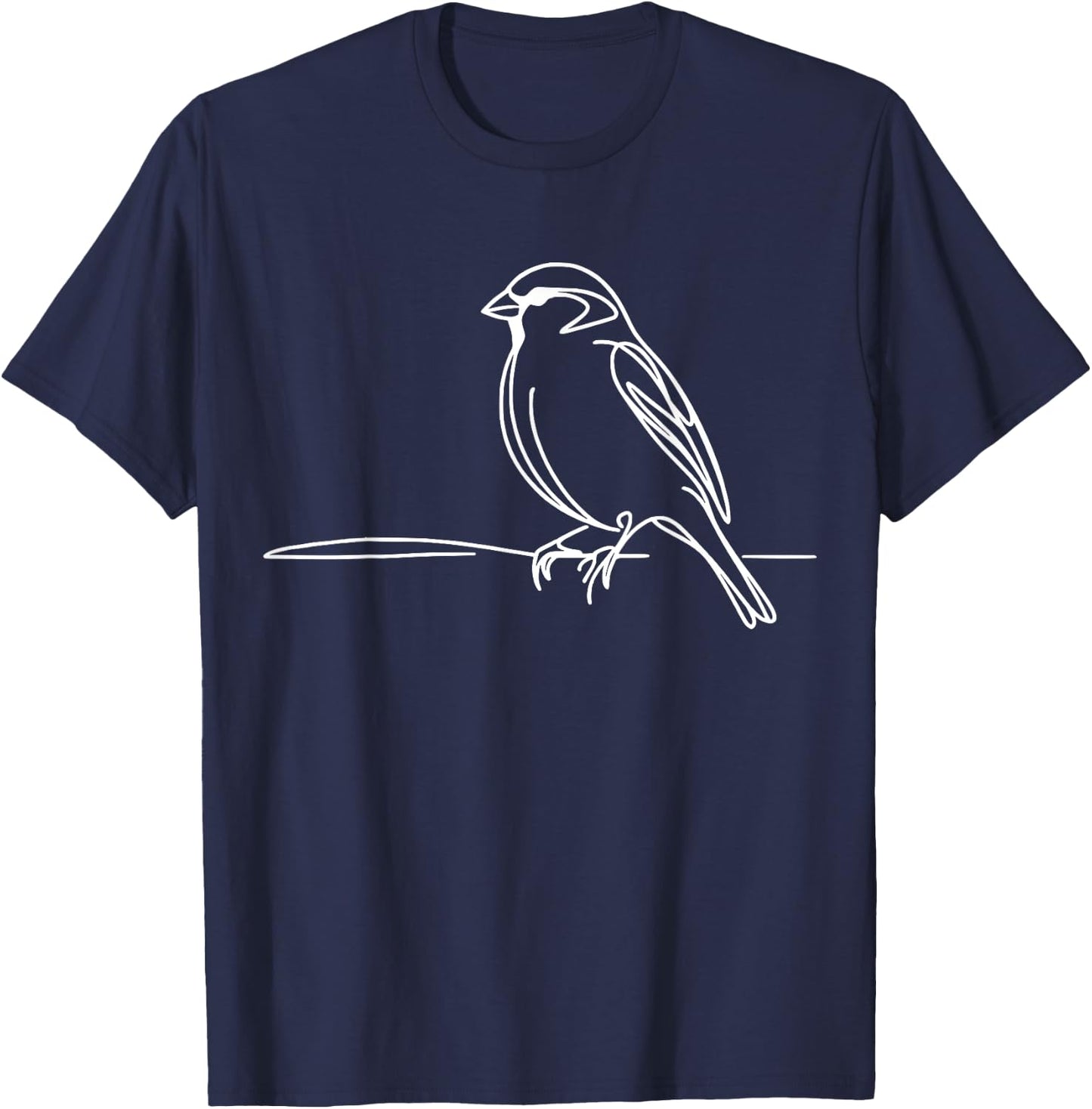Line Art Bird & Ornithologist Saltmarsh Sparrow T-Shirt - T-Shirt | Navy