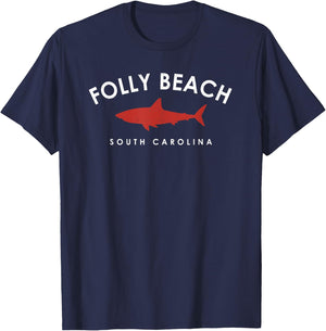 Folly Beach South Carolina Shark Vacation Souvenir Women Kids T-Shirt - T-Shirt | Navy